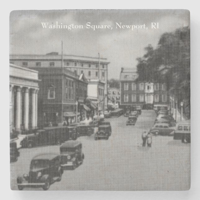 Vintager Washington Square, Newport, Rhode Island Steinuntersetzer (Vorderseite)