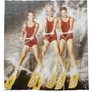 Vintager Wasser-Ski Gallonen Duschvorhang