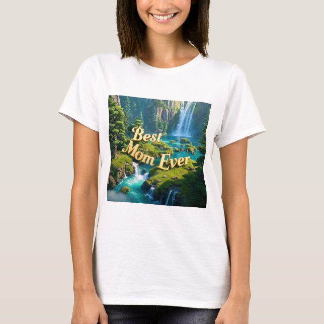 Vintager Wasserfall Beste Mama je T-Shirt (Vorderseite)