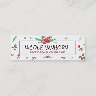 Vintager Watercolor-BlumenRosen-Muster-Besuchen Mini Visitenkarte