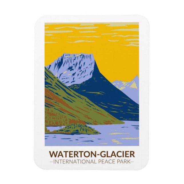 Vintager Waterton-Glacier International Peace Park Magnet (Vertikal)