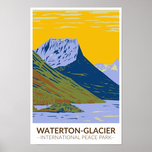 Vintager Waterton-Glacier International Peace Park Poster (Vorne)
