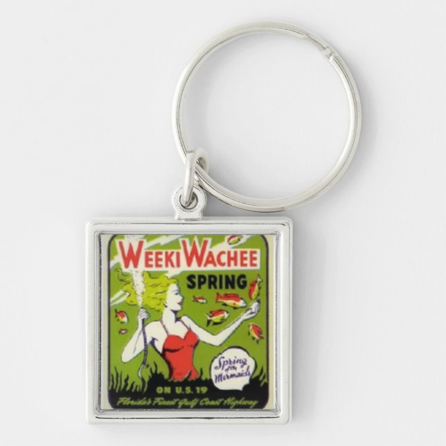Vintager Weeki Wachee quadratischer Schlüsselanhänger (Vorne)