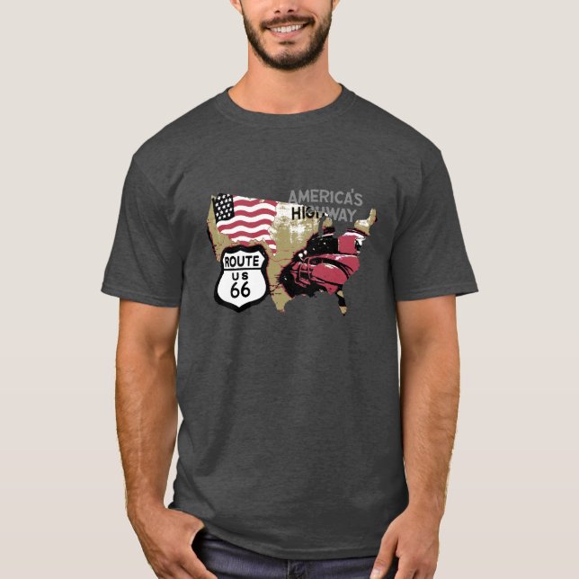 Vintager Weg 66 T-Shirt (Vorderseite)