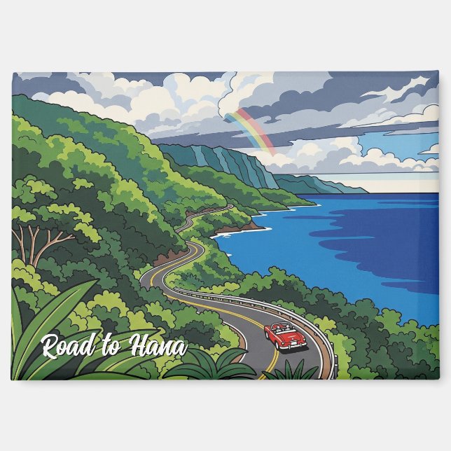 Vintager Weg nach Hana Maui Hawaii Magnet (Vorderseite)