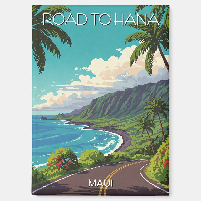 Vintager Weg nach Hana Maui Hawaii Magnet (Vorderseite)