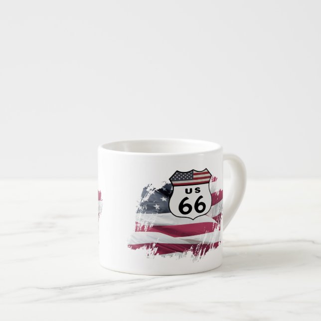 Vintager Weg US 66 Espressotasse (Vorderseite Rechts)