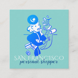 Vintager weiblicher Privatkäufer Quadratische Visitenkarte