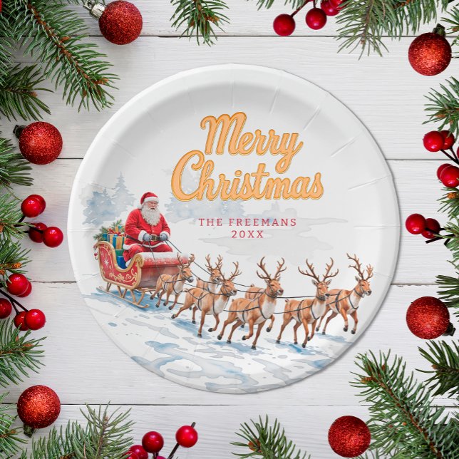 Vintager Weihnachts-Personalisierter Teller (Christmas Paper Plates)