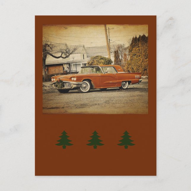 Vintager Weihnachts-T-Bird-Car Postkarte (Vorderseite)