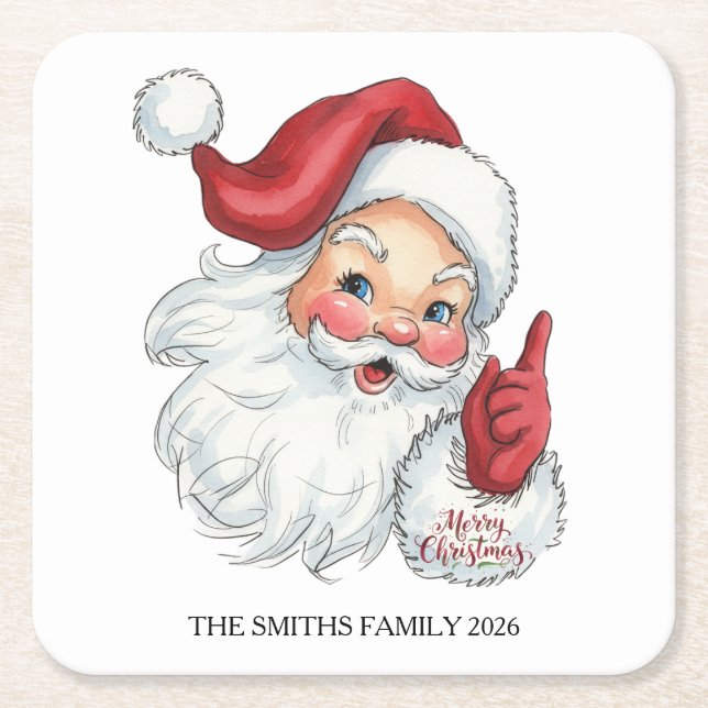 Vintager Weihnachts-Untersetzer | Retro Holi Rechteckiger Pappuntersetzer (Vorderseite)