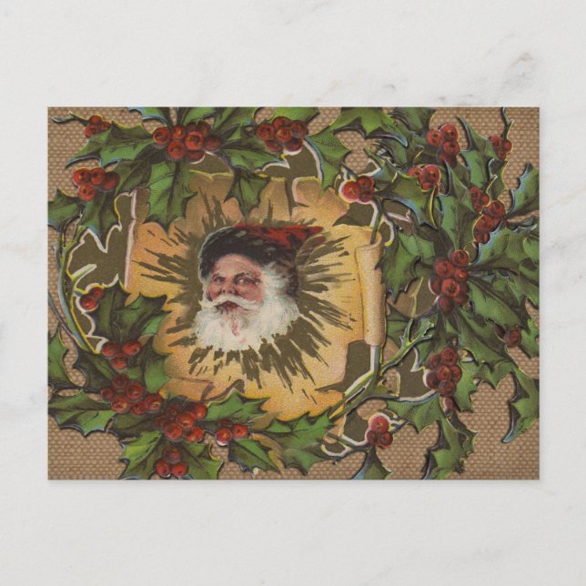 Vintager Weihnachtsanfang Feiertagspostkarte (Vorderseite)