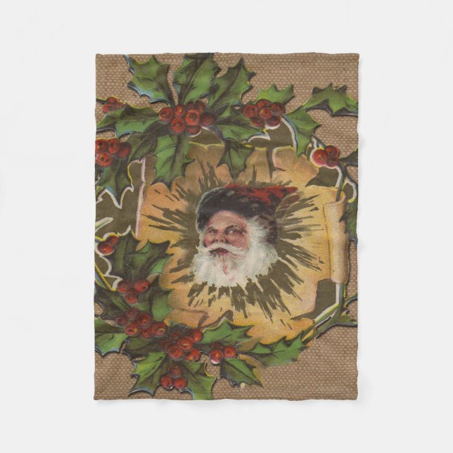 Vintager Weihnachtsanfang Fleecedecke (Vorderseite)