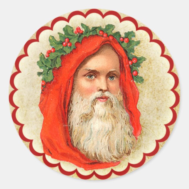 Vintager Weihnachtsaufkleber Runder Aufkleber (Vorderseite)