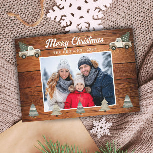 Vintager Weihnachtsbaum auf LKW-Foto Feiertagskarte