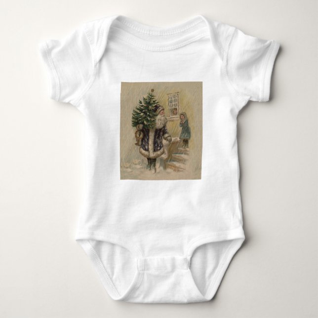 Vintager Weihnachtsbaum Baby Strampler (Vorderseite)