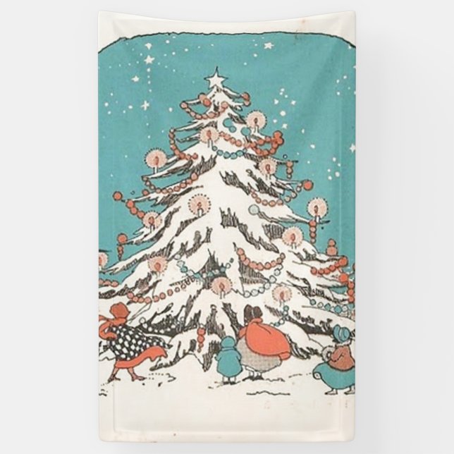 Vintager Weihnachtsbaum Banner (Vertikal)