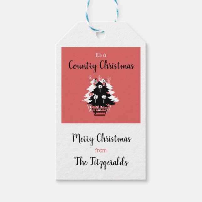 Vintager Weihnachtsbaum des Roten Landes Geschenkanhänger (Vorderseite)