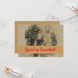 Vintager Weihnachtsbaum Einladung