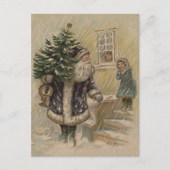 Vintager Weihnachtsbaum Feiertagspostkarte (Vorderseite)