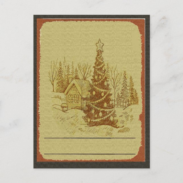 Vintager Weihnachtsbaum Feiertagspostkarte (Vorderseite)
