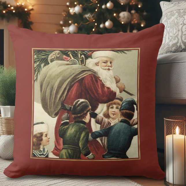 Vintager Weihnachtsbaum Kissen (vintage Christmas decor, retro Santa Claus Christmas pillow for living room couch)