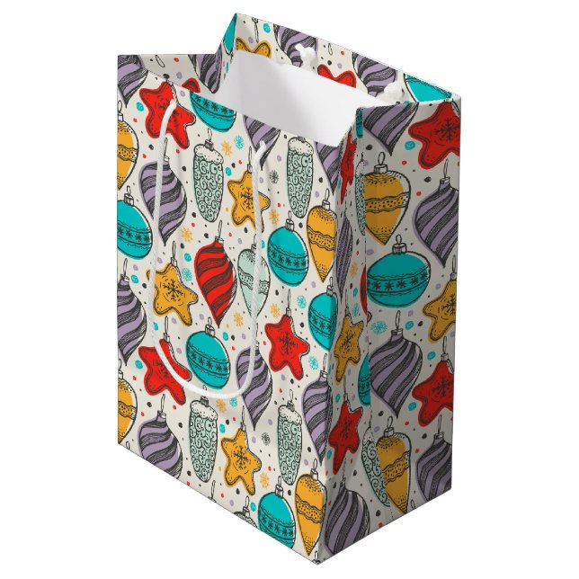 Vintager Weihnachtsbaum Mittlere Geschenktüte (Vorderseite Schrägansicht)