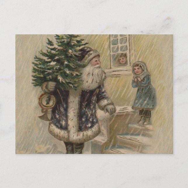 Vintager Weihnachtsbaum Postkarte (Vorderseite)