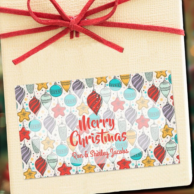 Vintager Weihnachtsbaum Rechteckiger Aufkleber (Von Creator hochgeladen)