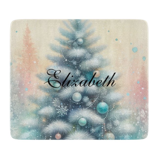 Vintager Weihnachtsbaum und Ornamente Schneidebrett (Vorderseite)