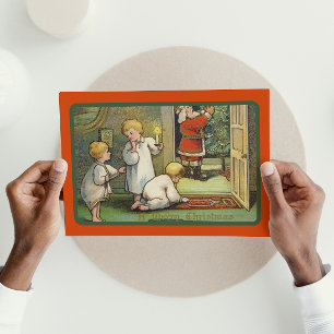 Vintager Weihnachtsbaum Weihnachtsgeschenke Jungen Feiertagskarte