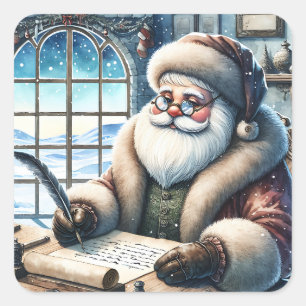 Vintager Weihnachtsbrief Quadratischer Aufkleber