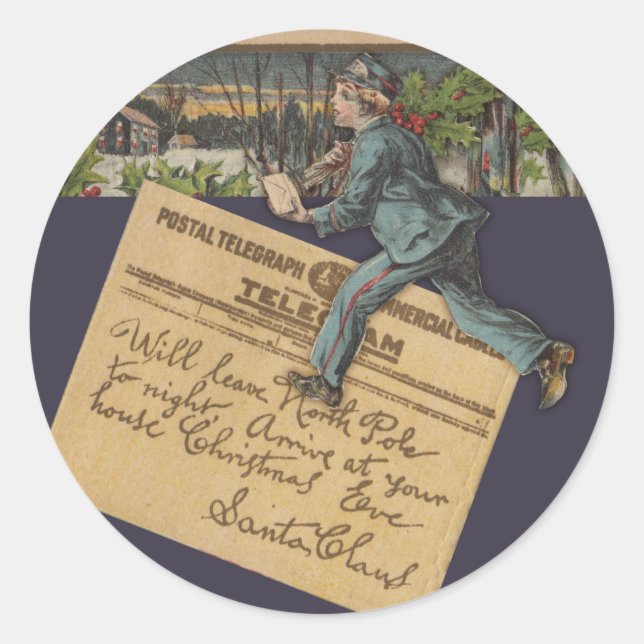 Vintager Weihnachtsbrief Runder Aufkleber (Vorderseite)