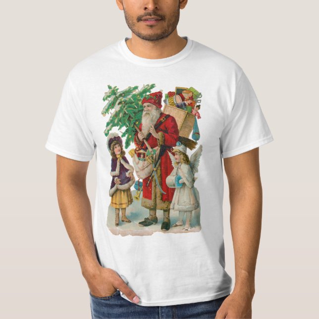 Vintager Weihnachtsdruck T-Shirt (Vorderseite)