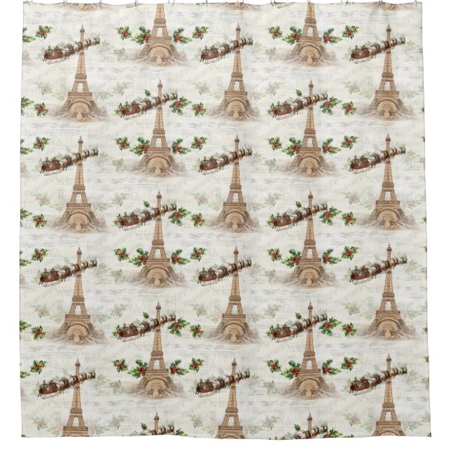 Vintager Weihnachtsduschvorhang über Paris Duschvorhang (Vorderseite)