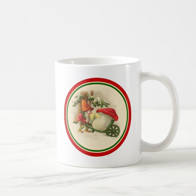 Vintager Weihnachtself mit Pilz Kaffeetasse (Rechts)