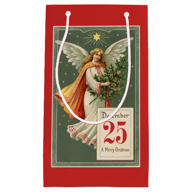 Vintager Weihnachtsengel Kleine Geschenktüte (Vorderseite)