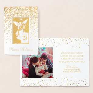 Vintager Weihnachtsengels-glückliches Folienkarte