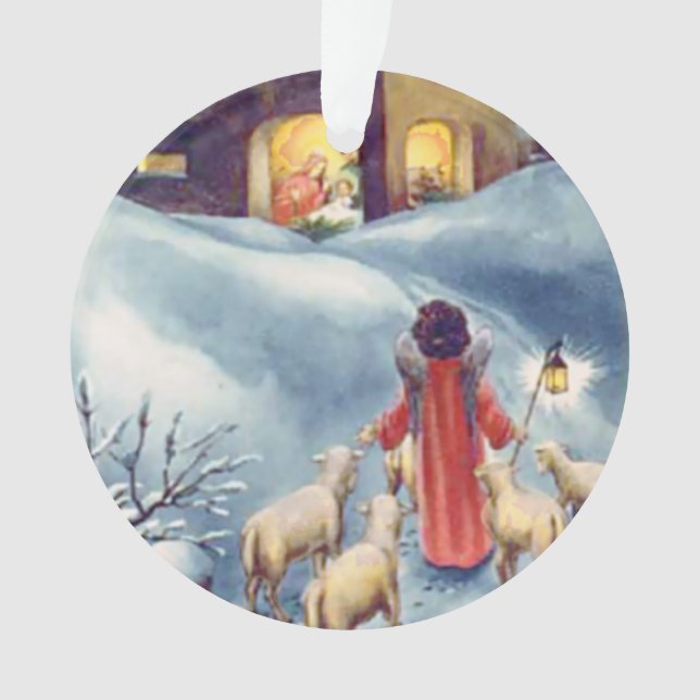 Vintager Weihnachtsengels-SchäferNativity Ornament (Vorderseite)