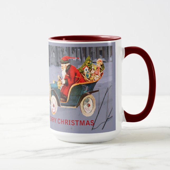 Vintager Weihnachtsfahrer in einer modernen Schnee Tasse (Rechts)