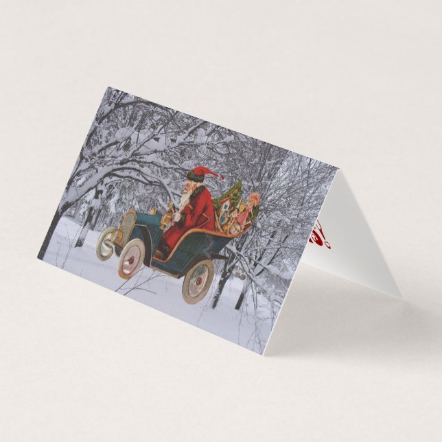 Vintager Weihnachtsfahrer in modernen Schneescards (Vorderseite)