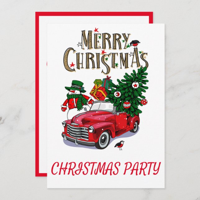 Vintager Weihnachtsfeiertag Einladung (Vorne/Hinten)