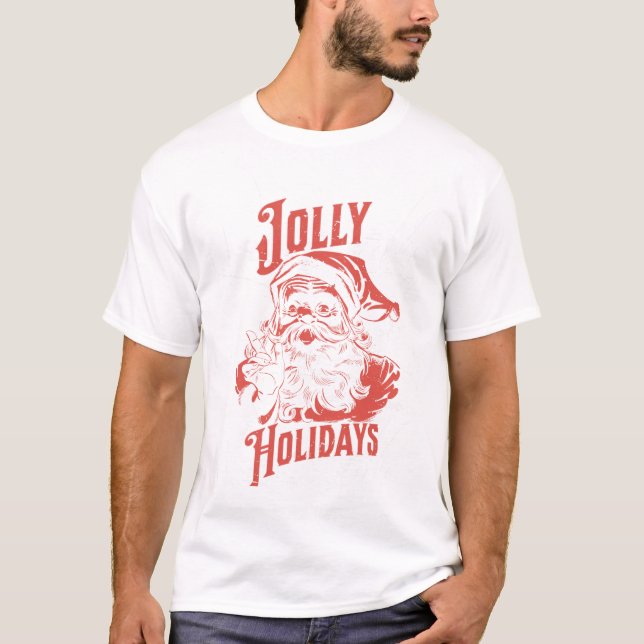 Vintager Weihnachtsfeiertag im Roten Jolly T-Shirt (Vorderseite)