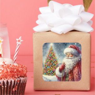 Vintager Weihnachtsfeiertag Quadratischer Aufkleber