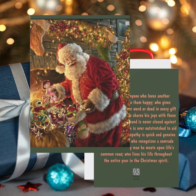 Vintager Weihnachtsfeuer unter goldenem Licht Feiertagskarte (In a hurry, use instant download)