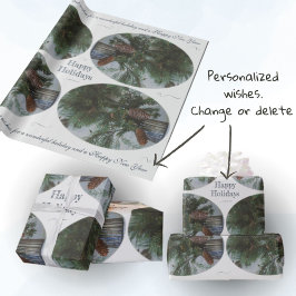 Vintager Weihnachtsfichtenzweig Geschenkpapier