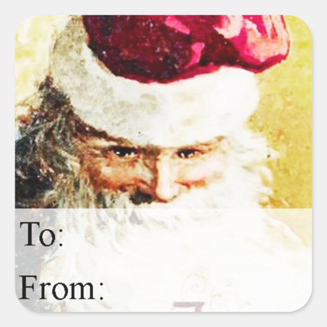 Vintager Weihnachtsgeschenk-Tag Quadratischer Aufkleber (Vorderseite)