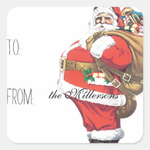 Vintager Weihnachtsgeschenk-Tag Quadratischer Aufkleber
