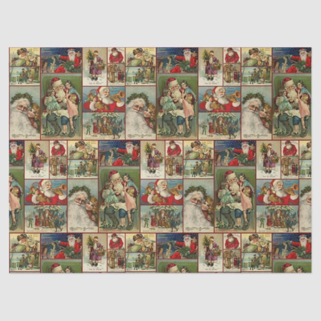 Vintager Weihnachtskartenentwurf Seidenpapier (Vorderseite)