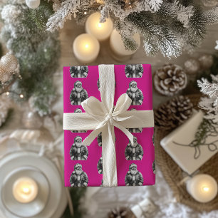 Vintager Weihnachtsklaus heiß rosa Geschenkpapier